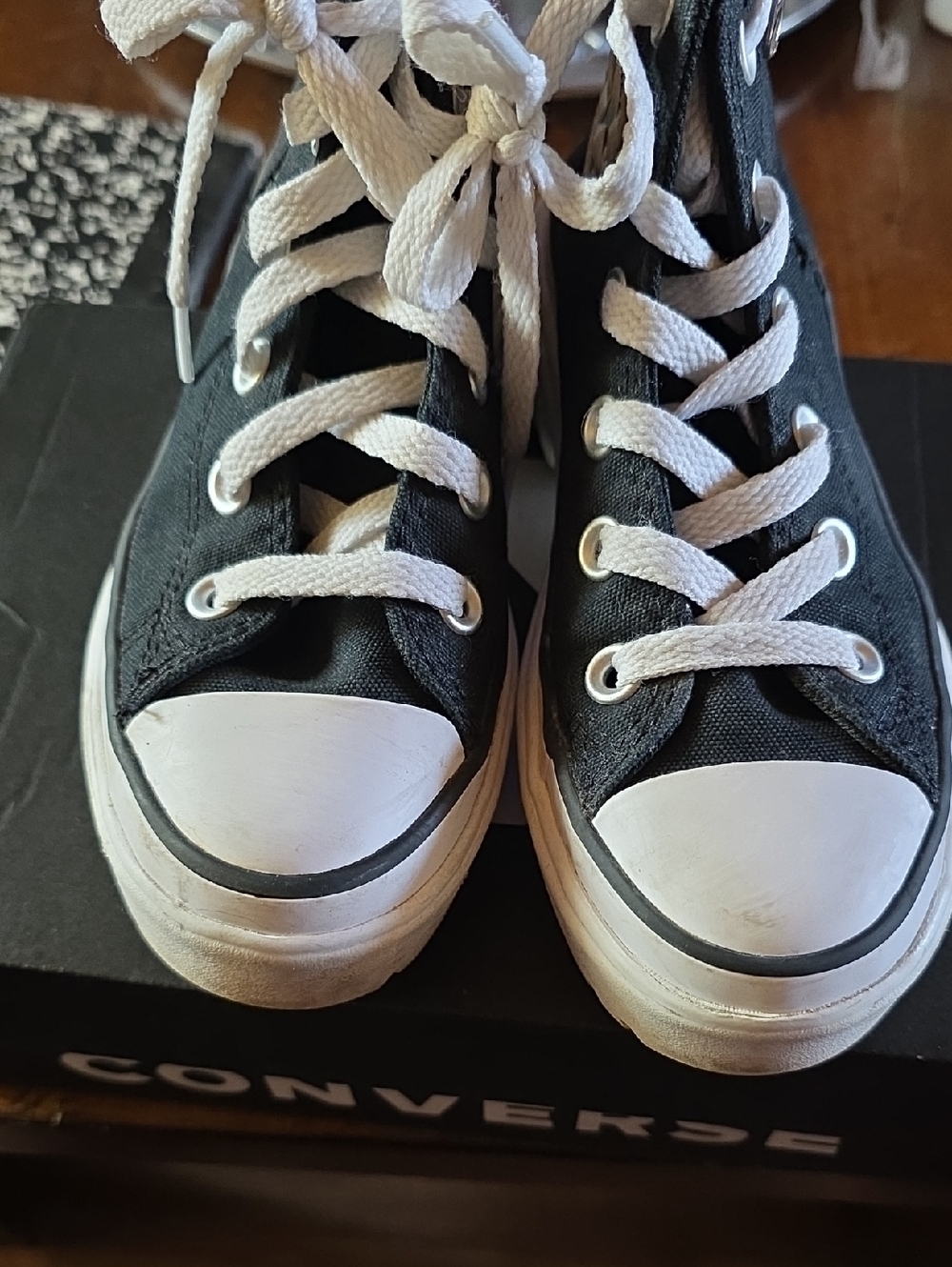 Converse Kids Black Canvas High-Top Sneakers with White Accents